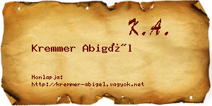 Kremmer Abigél névjegykártya